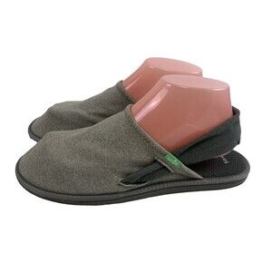 Sanuk Yoga Sling Cruz Slingaback Gray Fabric Stretch Flat Lightweight Womens 9